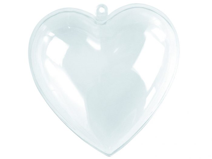Plastikinė širdis 6cm skaidrus dviejų dalių