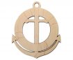 Wooden necklace anchor and lifebelt 59x51mm