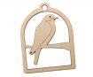 Wooden necklace bird on the branch 45x59mm