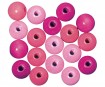 Karoliukai mediniai 12mm 32vnt. pink colours