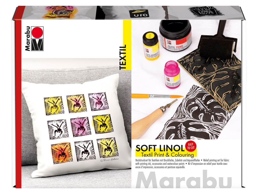 Lino printing set for fabric Marabu