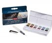 Watercolour set Derwent Metallic 12 half pans+waterbrush in plastic box