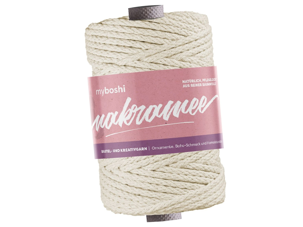Macrame cord Myboshi Macramee 100% cotton 50m 4mm braided natural