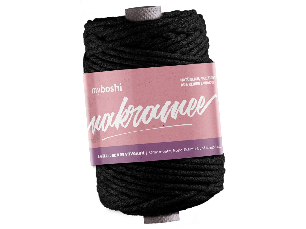 Macrame cord Myboshi Macramee 100% cotton 50m 4mm twined black