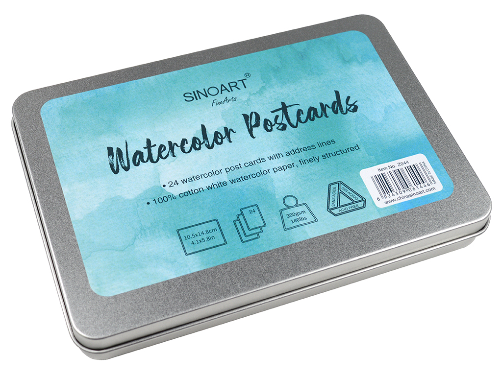 Postkaardi toorik akvarellile Sinoart 10.5x14.8cm/300g 24tk metallkarbis