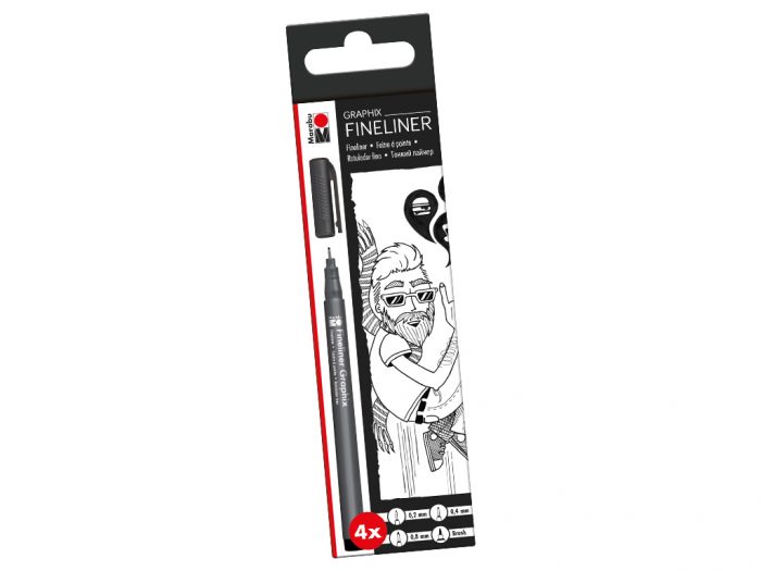 Tintes pildspalva Marabu Graphix kompleks melna - 1/6